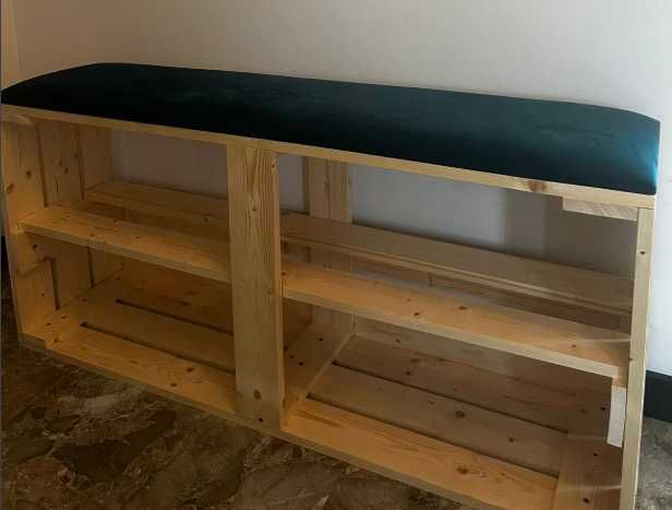 Ręcznie wykonana ławka z szafką na obuwie i siedziskiem