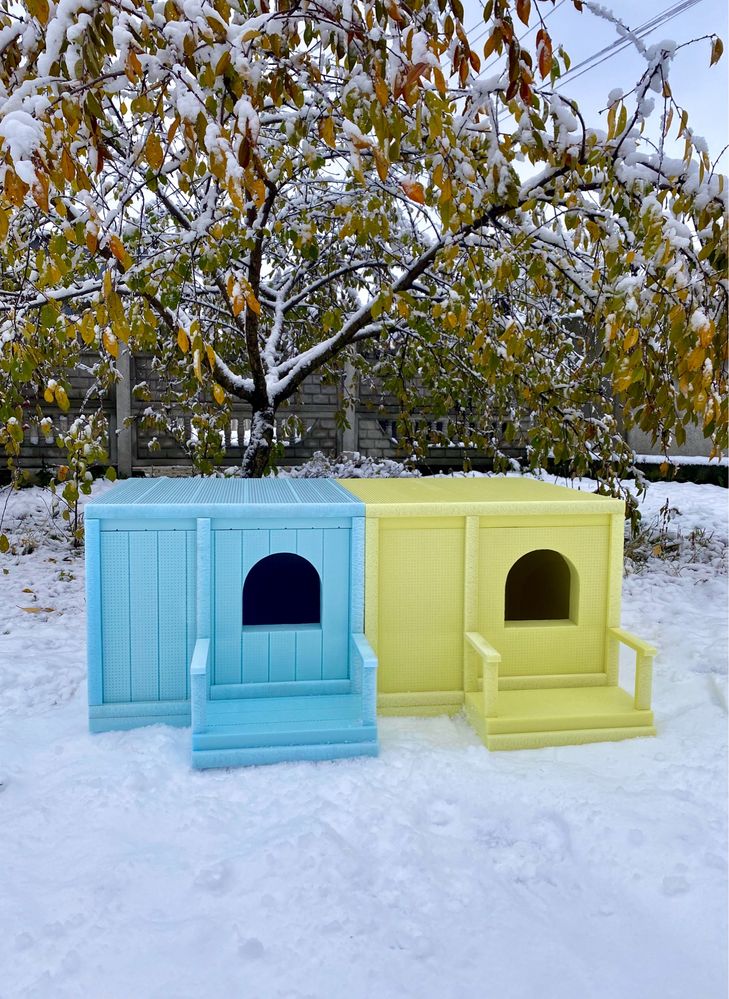 Зимняя будка. Уличный домик для котов. Утеплённая будка для кота.