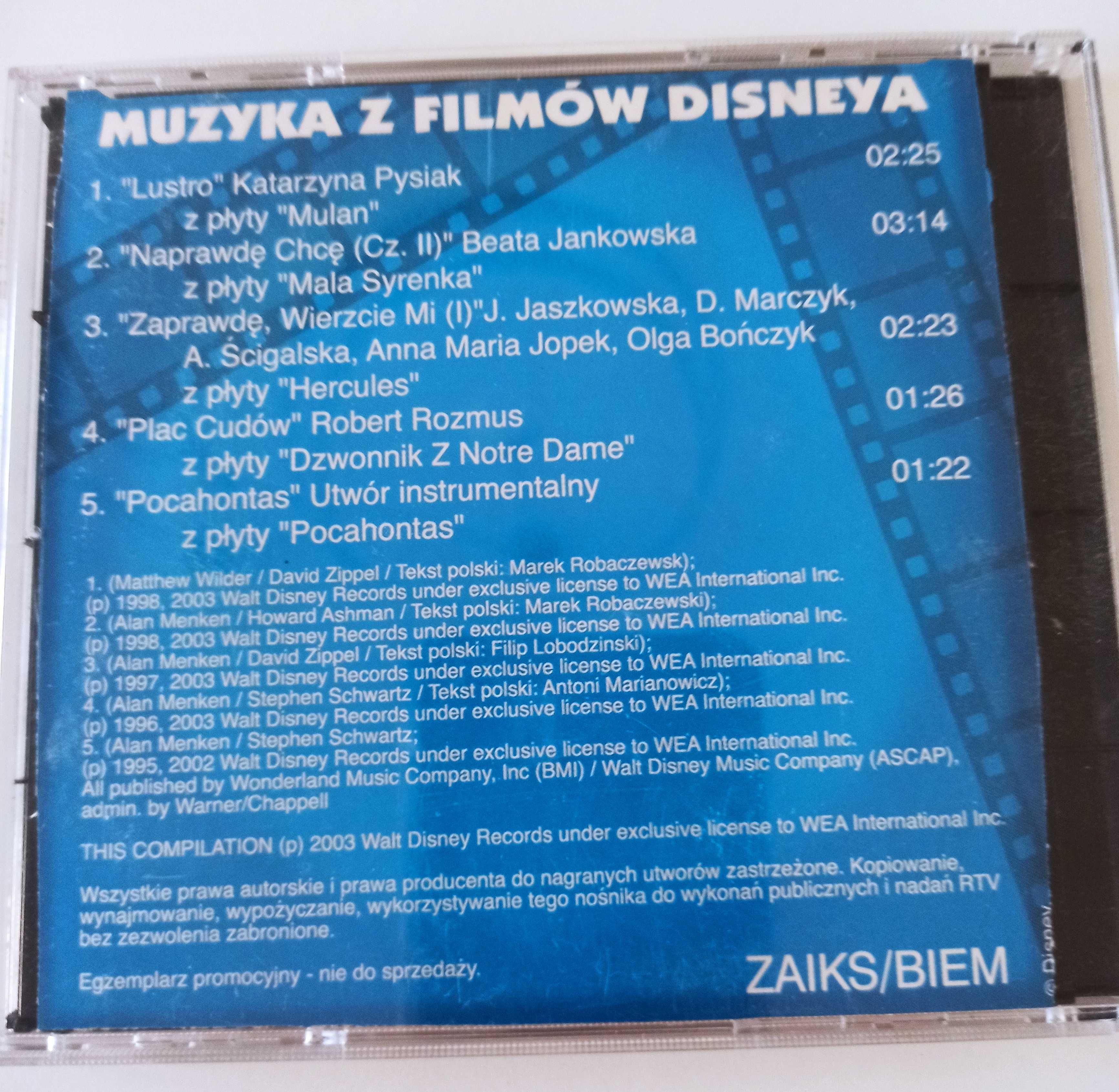 muzyka z filmów dla dzieci Disney CD Mulan Herkules Pocahontas Syrenka