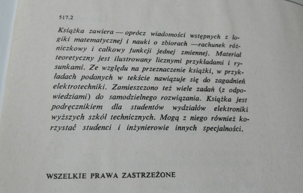 Matematyka Cz 1 Wojciech Żakowski Rachunek różniczkowy i całkowy