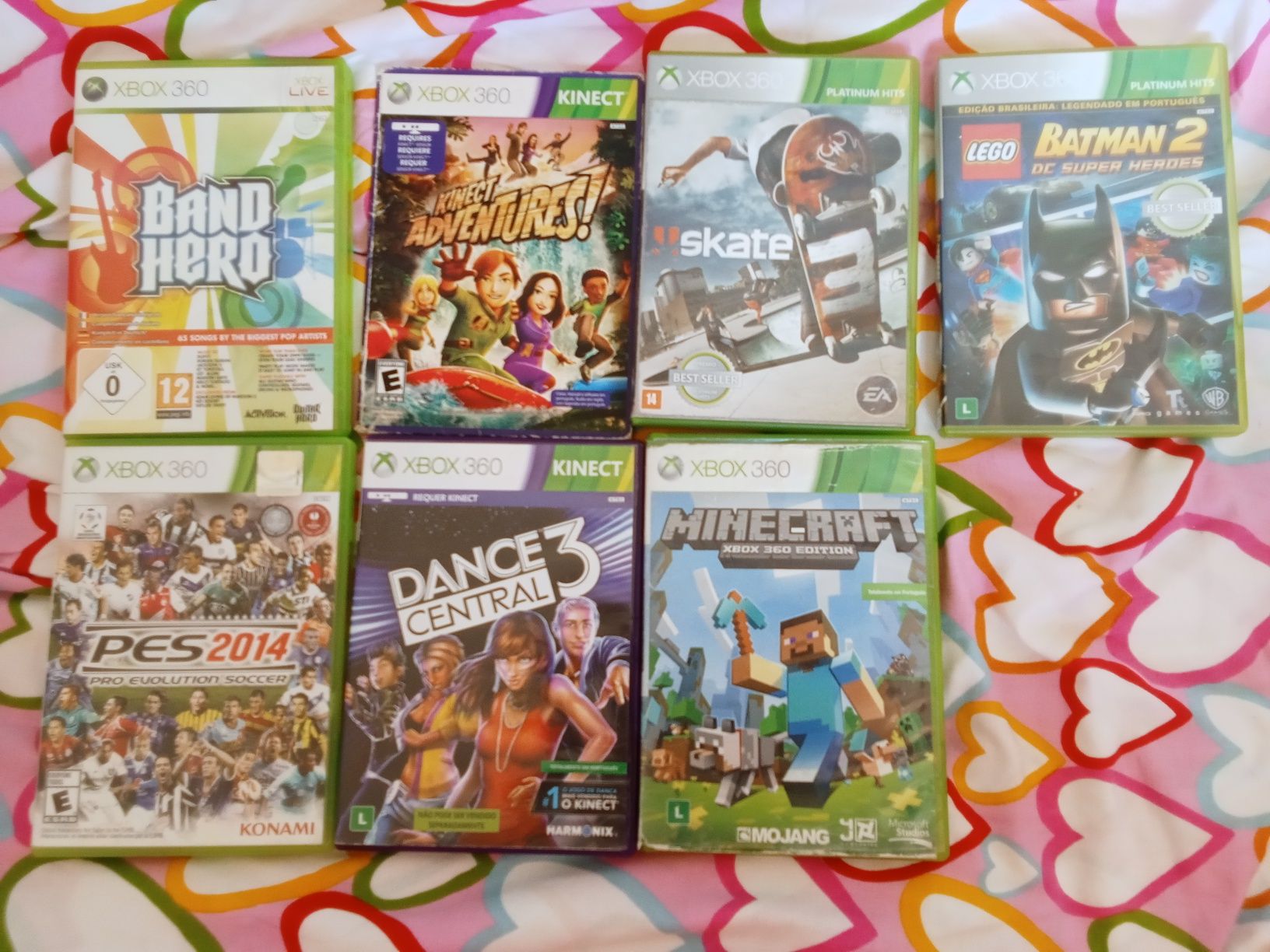 Xbox 360 com Jogos e Guitarra de banda hero