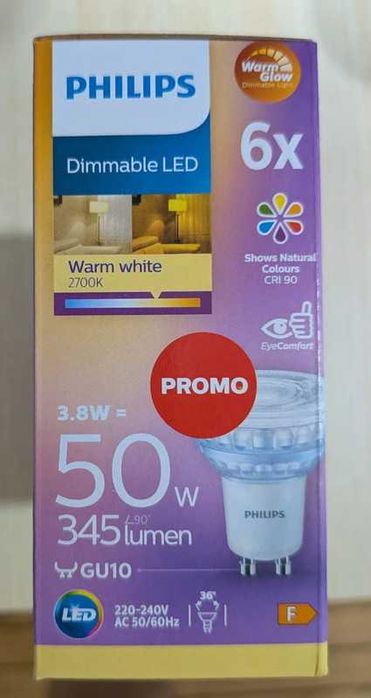 Lâmpadas Philips, reguláveis, com Warm Glow