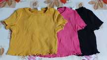 3 sztuki bluzki crop top Shein 8 lat 128 cm prążek