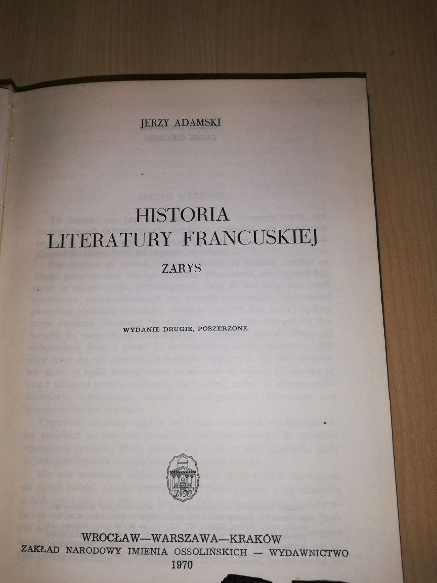 Historia literatury francuskiej Jerzy Adamski