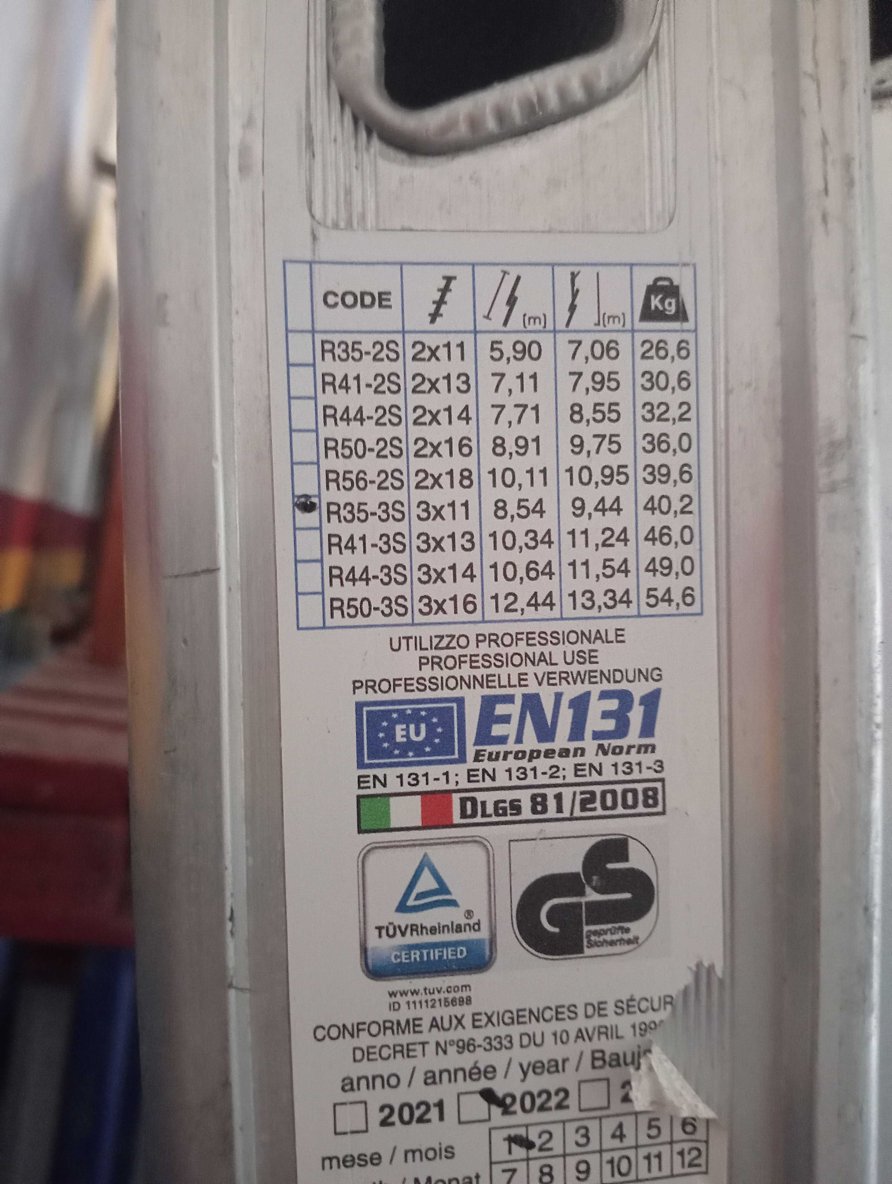 Escada extensível certificada 10m