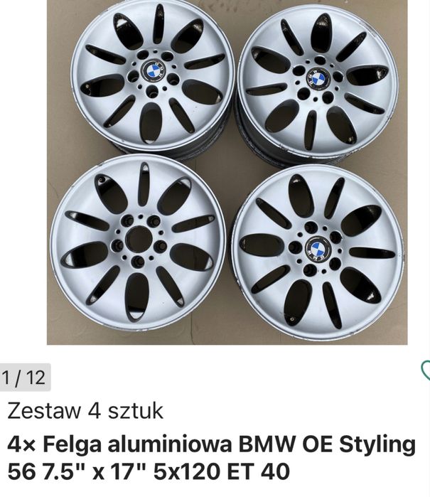 Koła zimowe 215/60 r17 BMW Styling 56 5x120 ET40