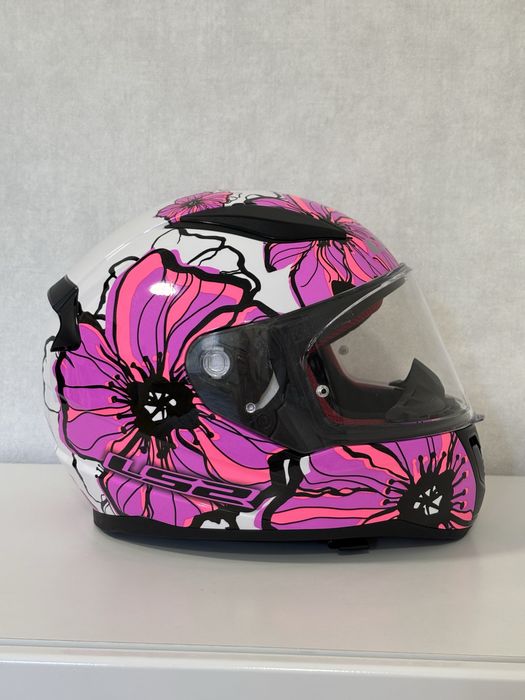 Шолом інтеграл LS2 POPPIES S (55-56) рожевий з білим