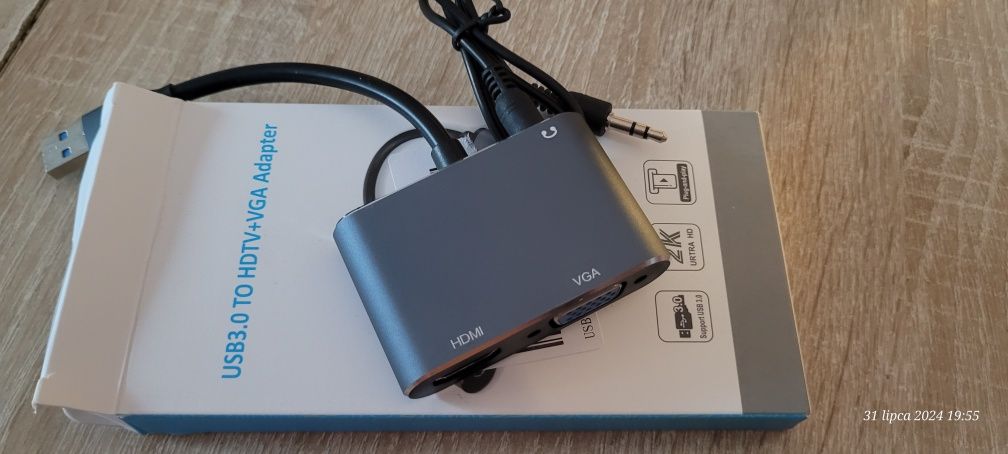 NOMOY Adapter USB 3.0 na HDMI VGA, adapter USB na VGA HDMI, konwerter