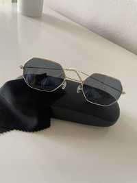 Okulary przeciwsłoneczne czarne szkła drucik retro vintage
