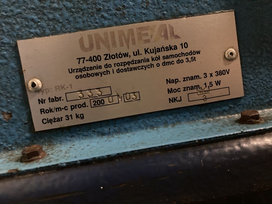 Rozpędzarka do kół Unimetal.