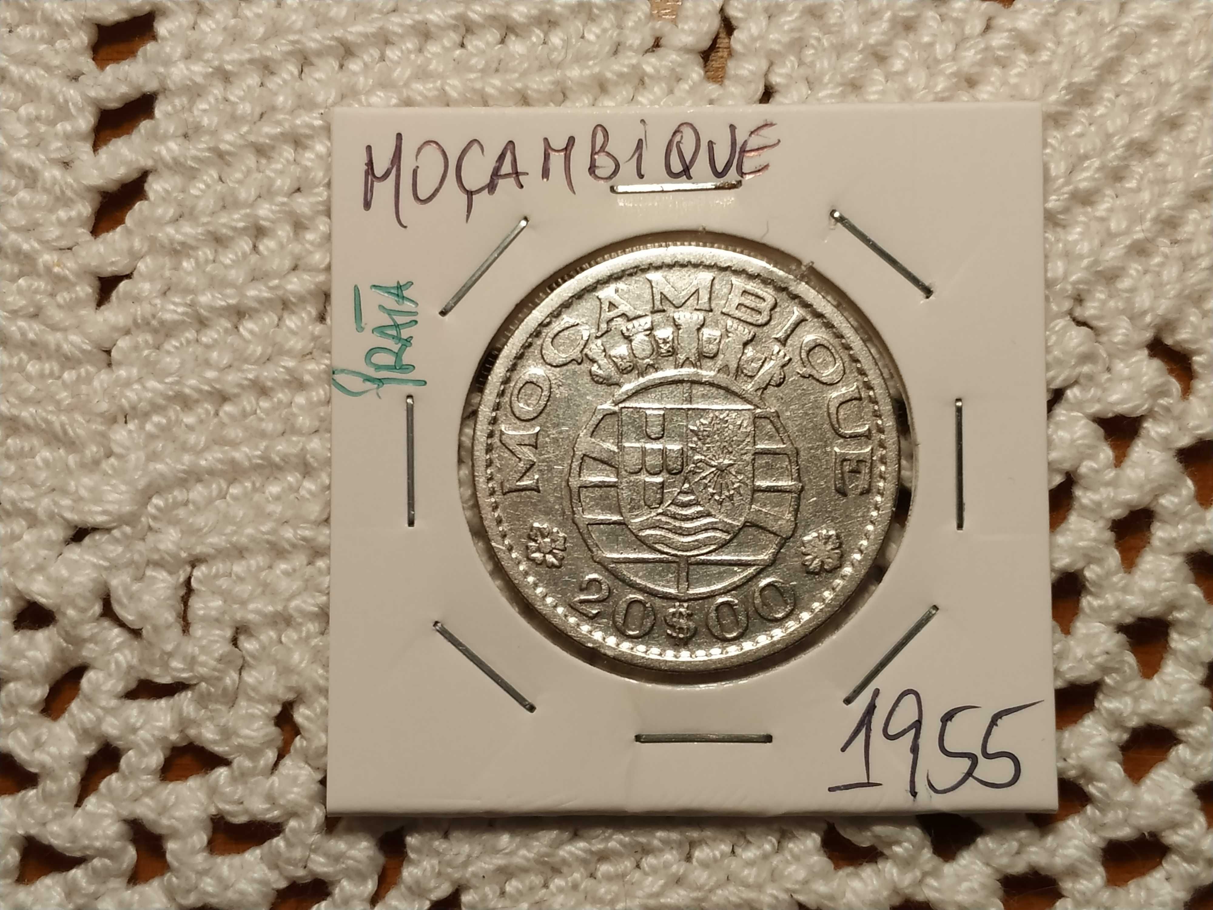 Moeda em prata de 20 escudos de 1955 Moçambique