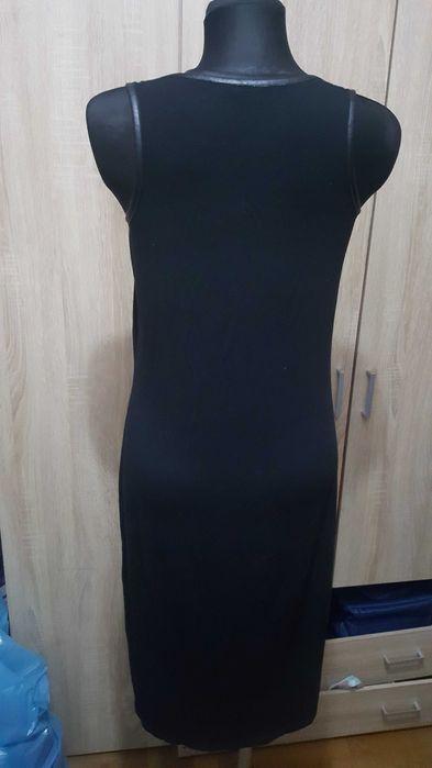 Sukienka długa ze skórzaną wstawką L/XL