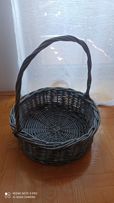 Kosz prezentowy wiklinowy, kolor szary duży