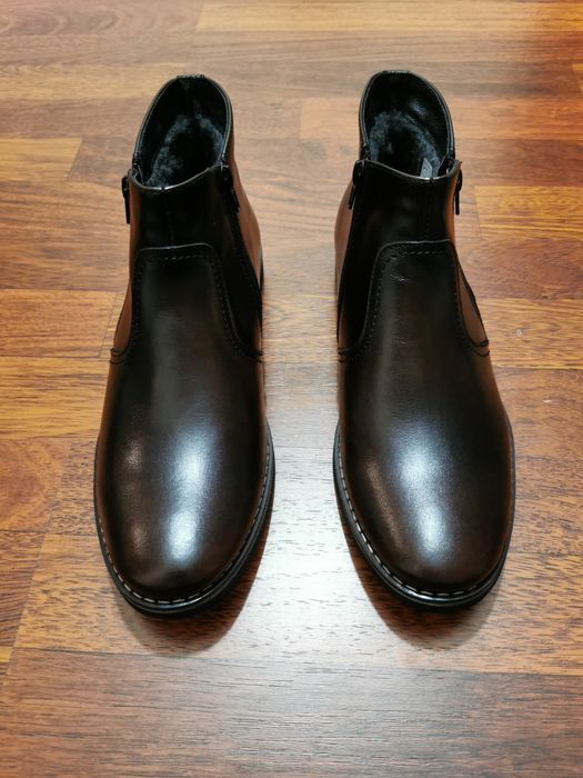 Eleganckie Skórzane Buty Męskie Lekkie Wygodne Ciepłe Rozmiar 40