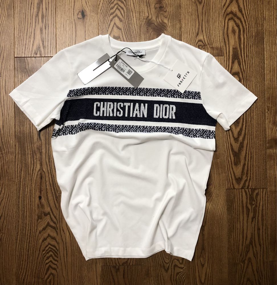 Koszulka bluzka tshirt christian DIOR S-2XL bawelna off white palm