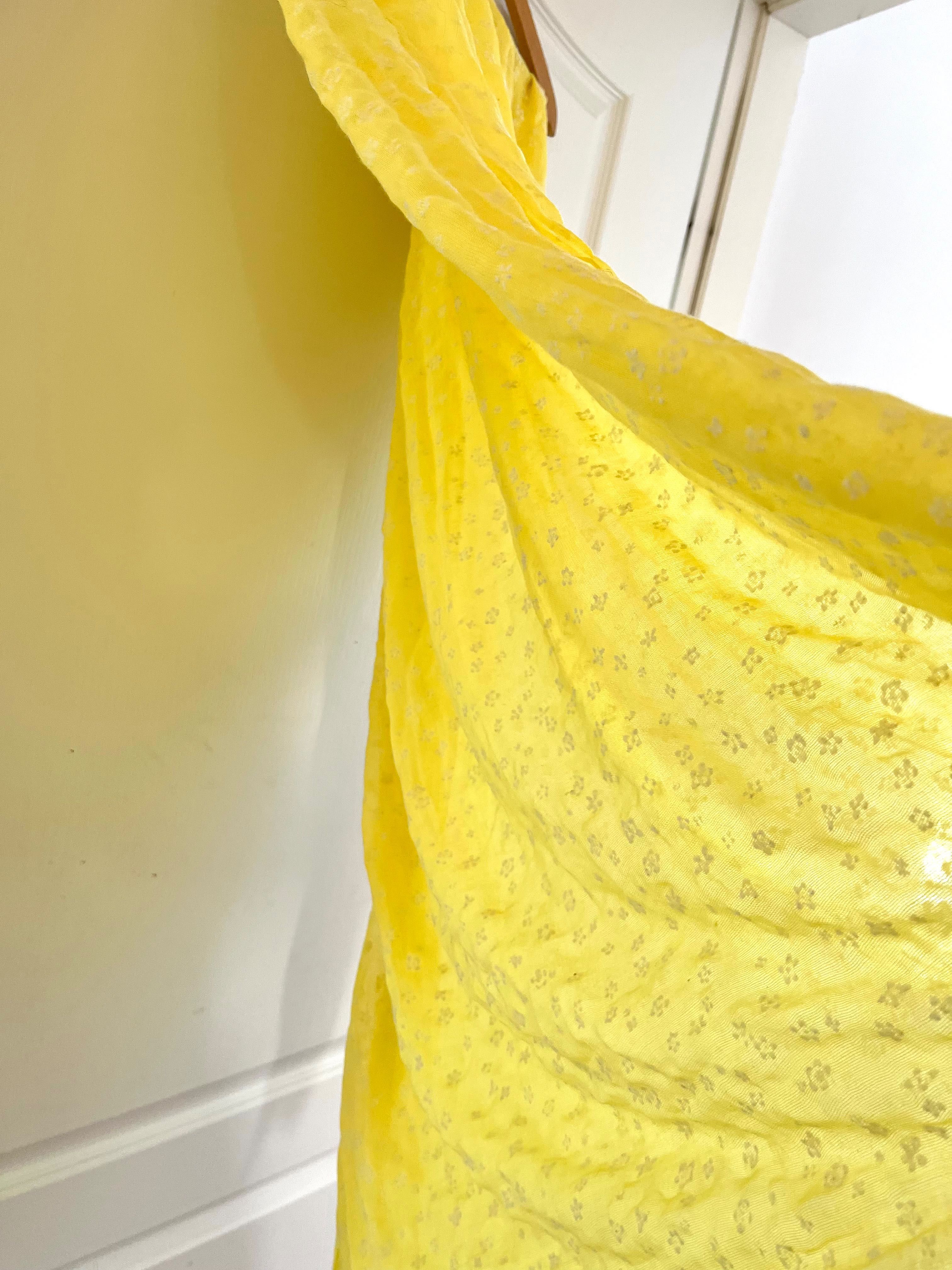 Chusta Zara Home apaszka jasnożółta cytrynowa w kwiatki oversize