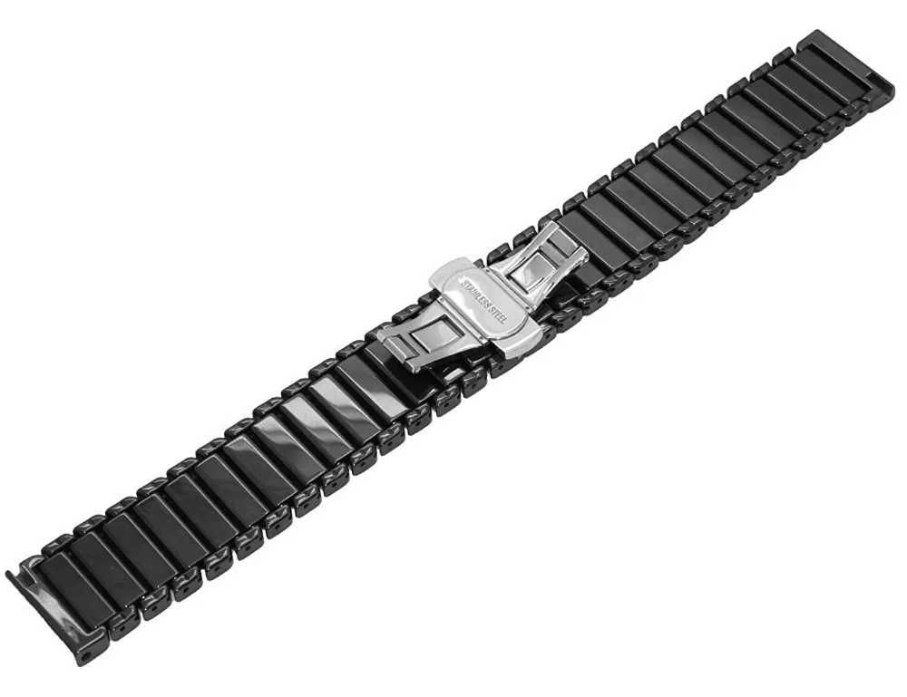 Bransoleta ceramiczna do zegarka Czarna 22 mm Pasek
