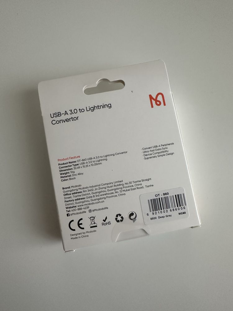 Adapter USB-A 3.0 Lightning Convertor