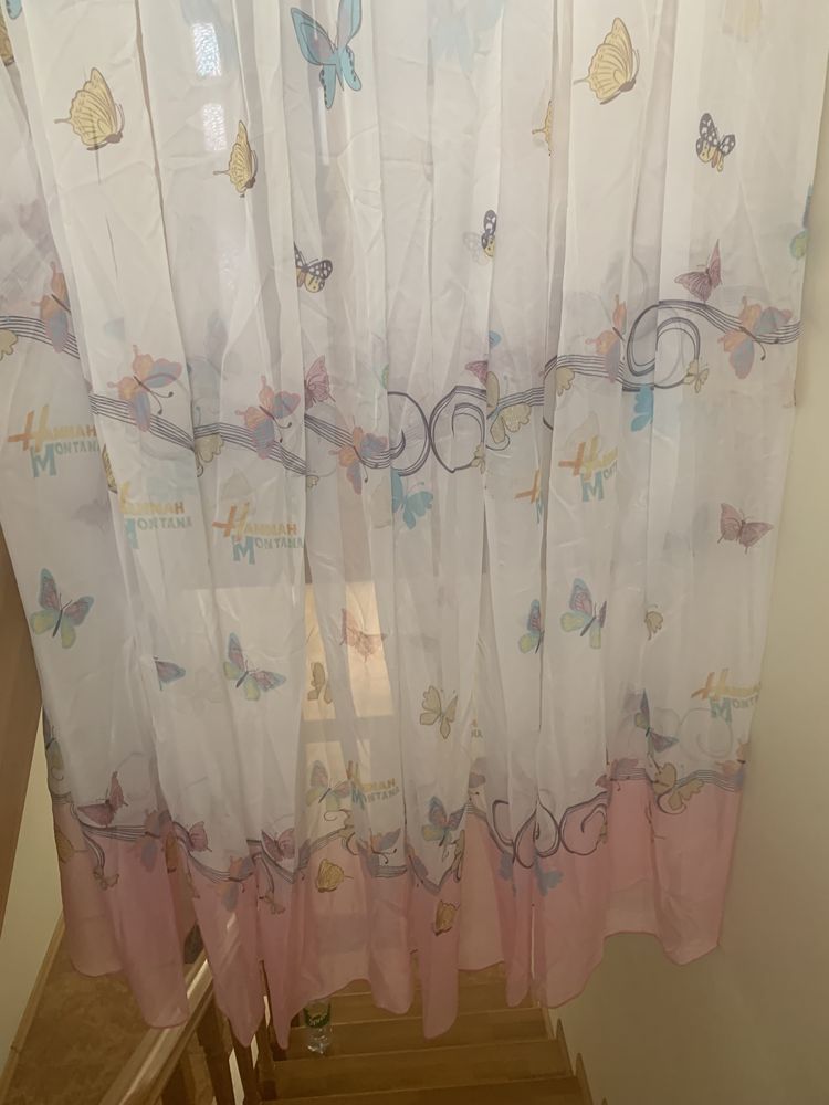 Тюль штора рожева гардини спальня дитяча метелики