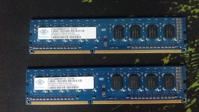 Оперативная память для ПК DDR3 1333. 2 планки по 2Gb 1600MHz