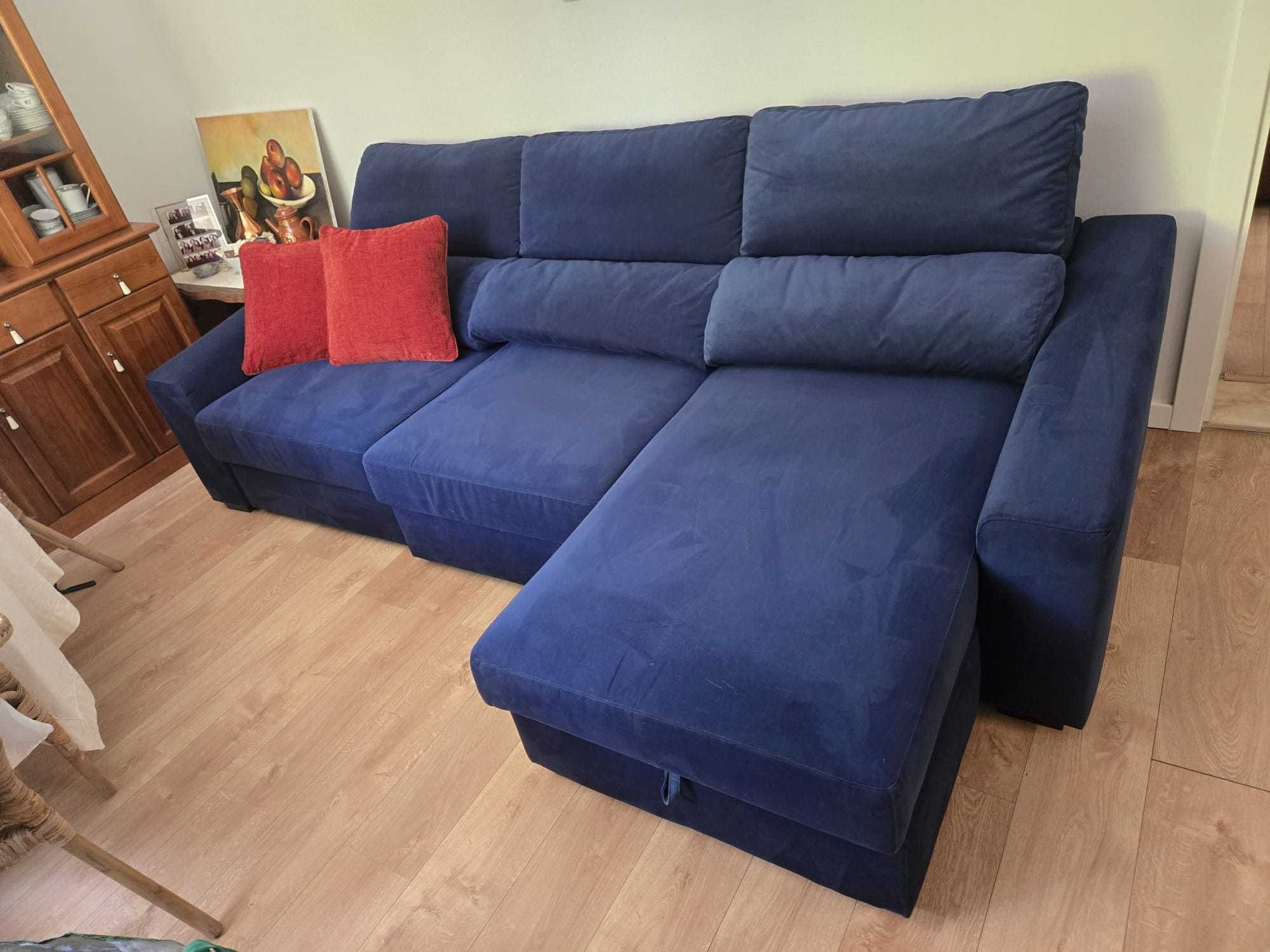 Sofá-cama azul-marinho com arrumação—reclinável/confortável/versátil!