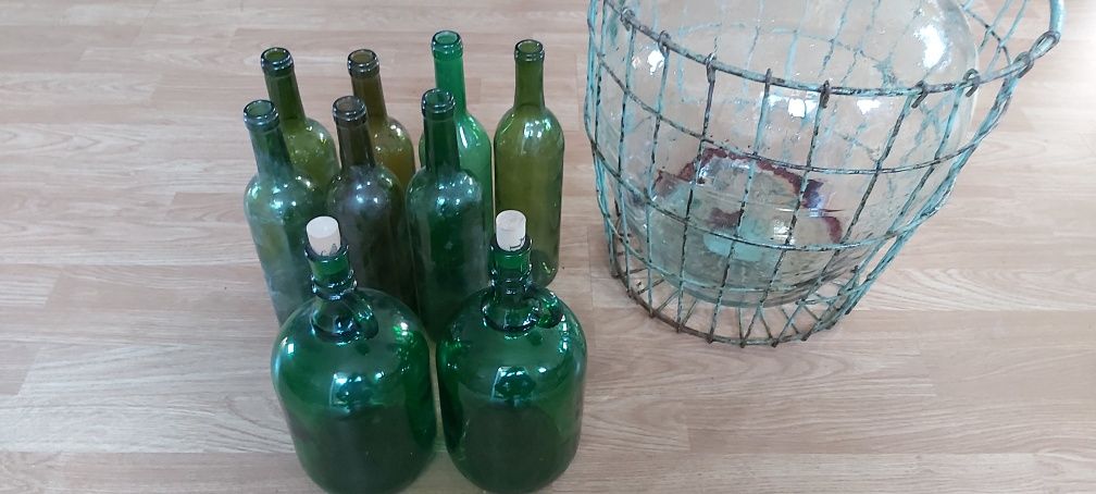 Baniak gąsior na wino ok 20l z koszem plus butelki