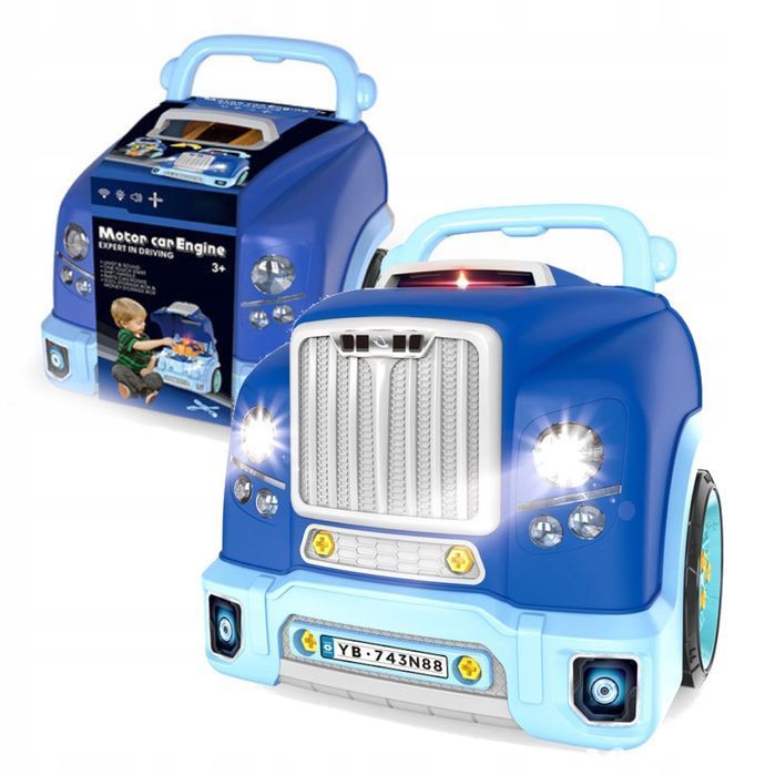 Warsztat małego mechanika auto niebieskie zestaw do rozkręcania