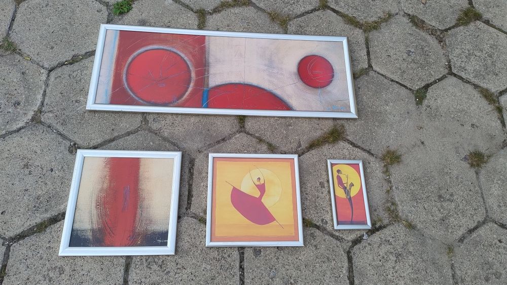 Zestaw 4 dekoracyjnych obrazów – abstrakcja, taniec, muzyka