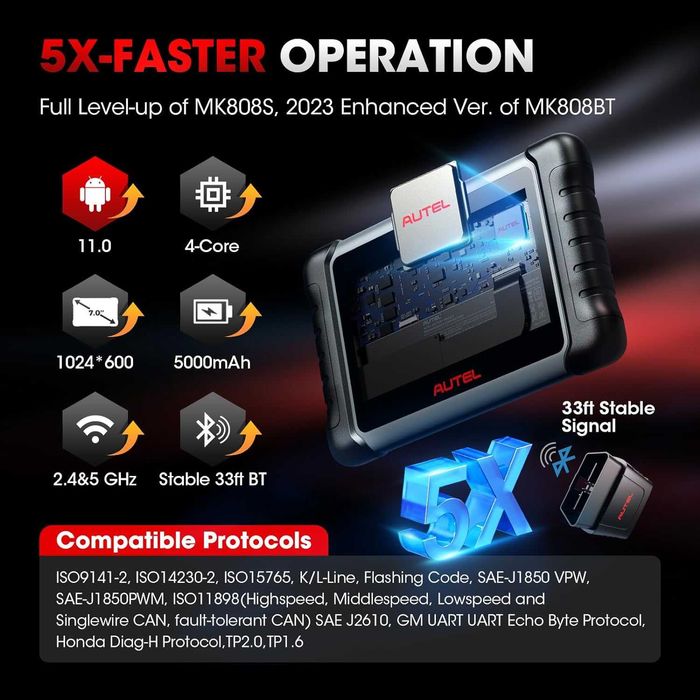 Autel MaxiCOM MK808K-BT Máq Diagnóstico OBD Original PT (NOVO)