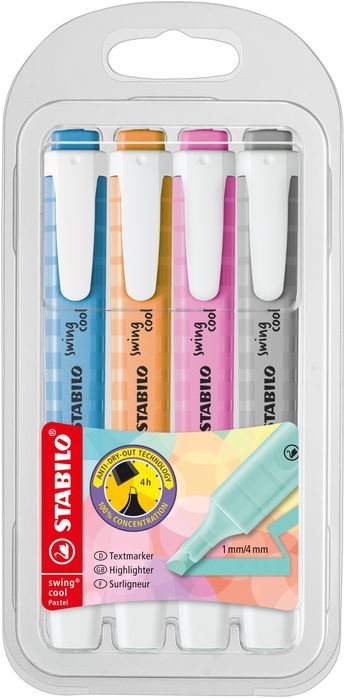 Zakreślacze swing cool pastel (4 sztuki). Stabilo. Nowy Produkt