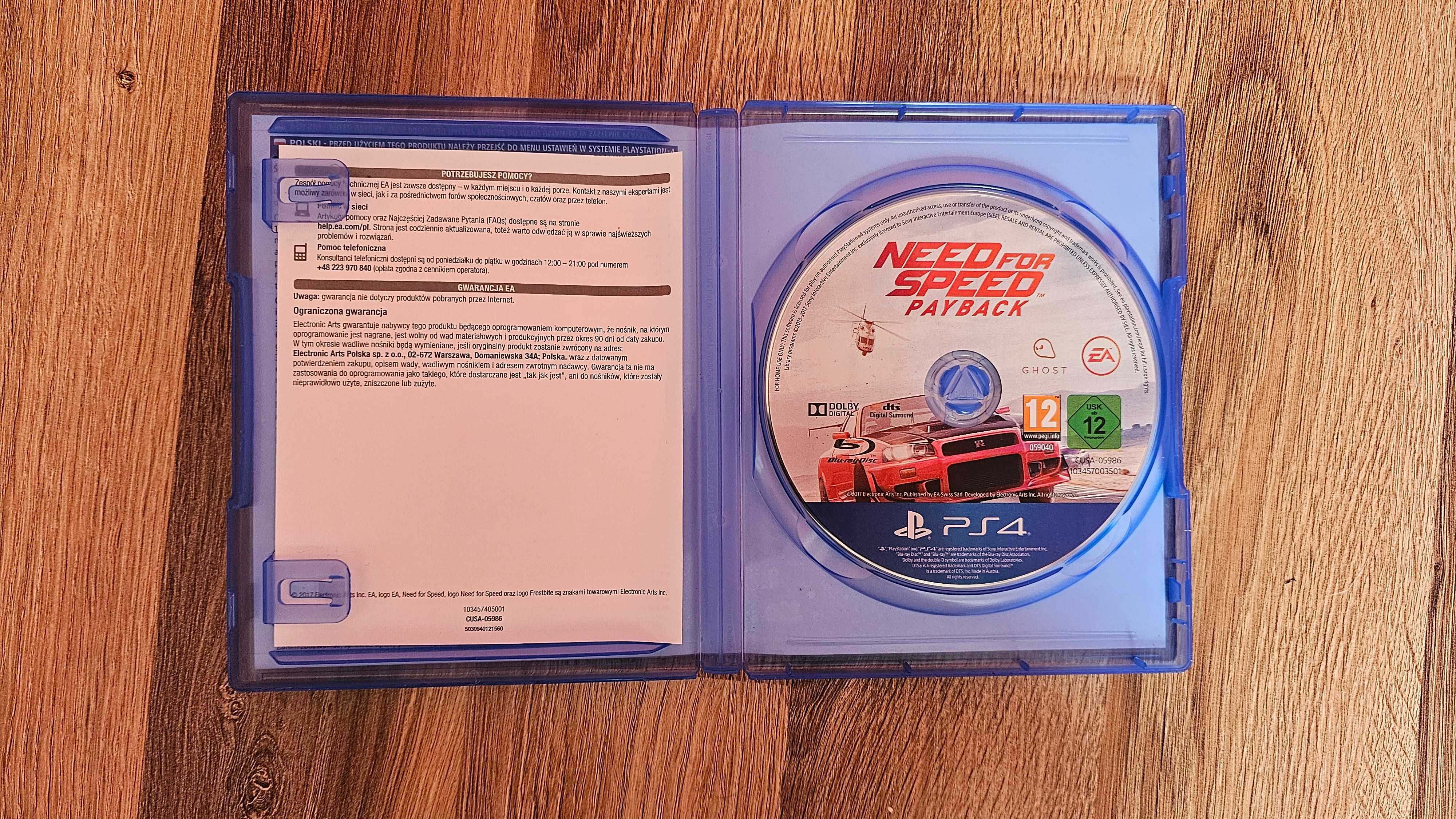 Need for speed Payback PL, Playstation 4, stan bardzo dobry
