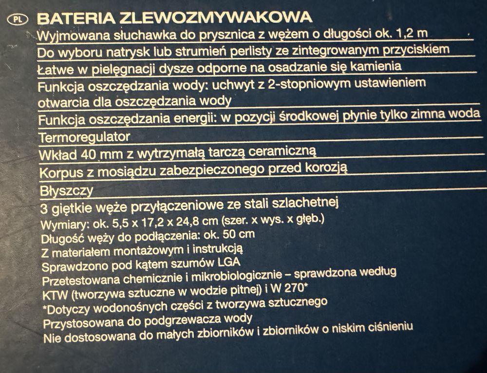 Bateria zlewozmywakowa MioMare z wyciąganą wylewką