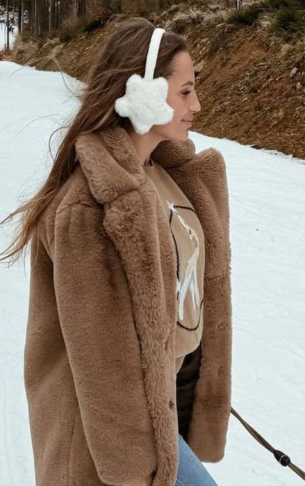 Zara futro płaszcz kurtka futerko nowe vital brązowe S-M