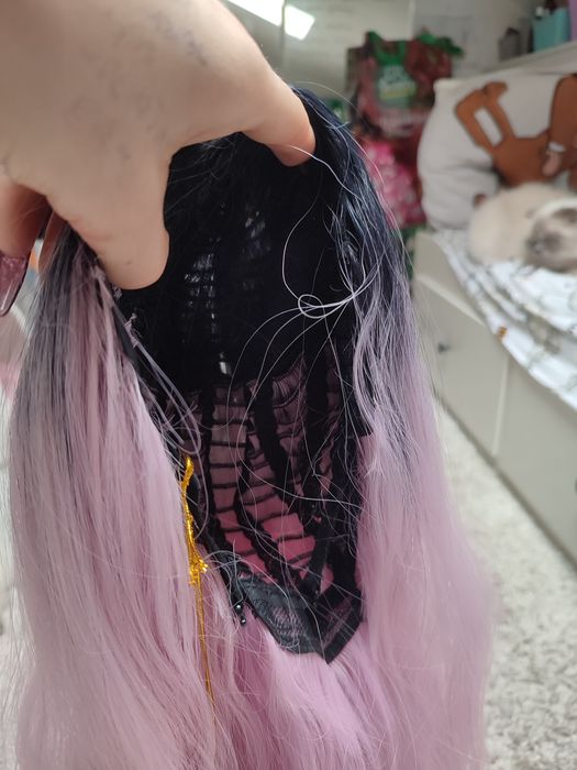 Różowa peruka ombre WIG cosplay pudrowy róż pink