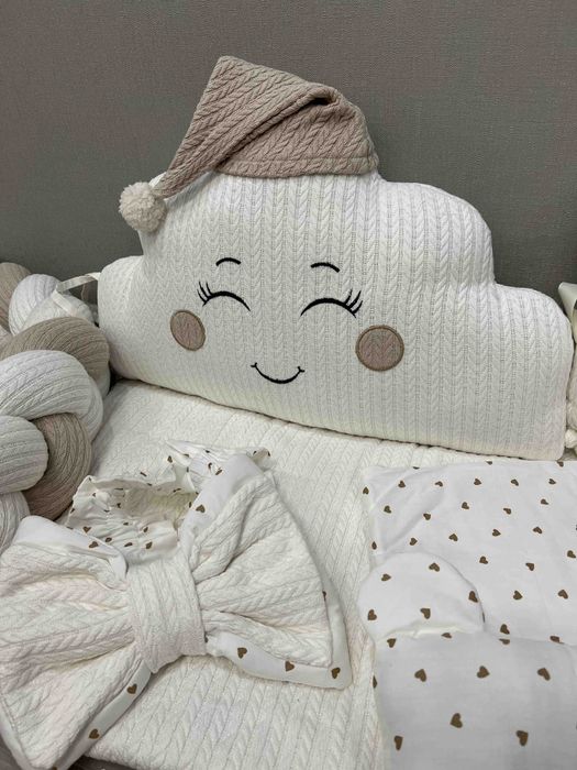 Бортики комплект постіль в ліжечко конверт набір коса