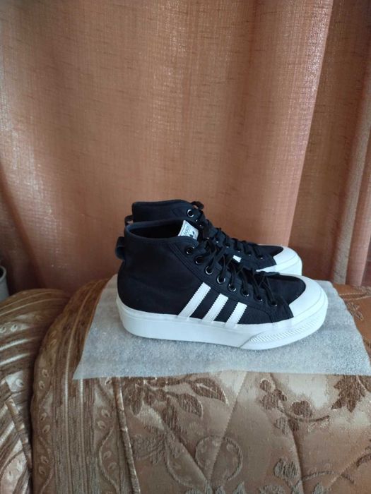 Кеди високі чорні adidas - nizza platform mid розмір 38 устілка 24 см