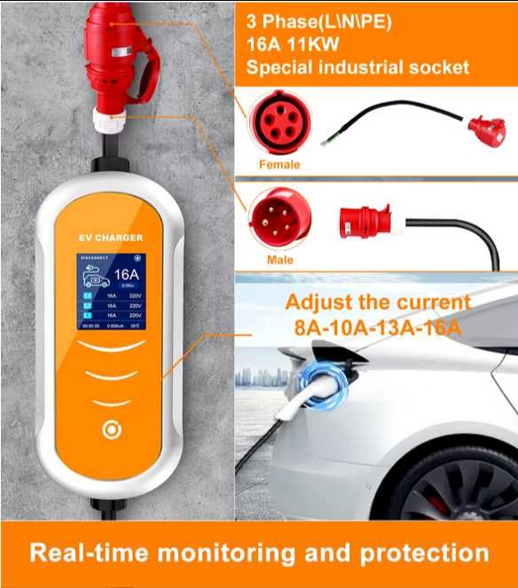 Carregador Portátil 11 kw - 16A -Tipo 2 - Eletricos e Hibridos