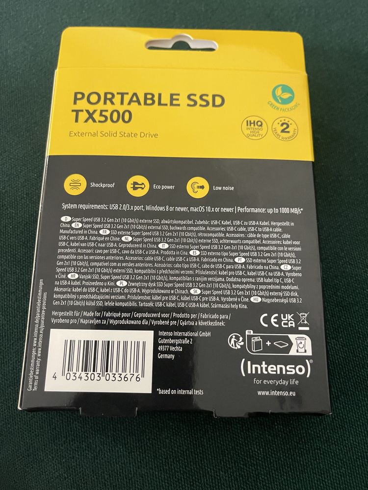 Nowy Intenso ssd portable tx500 (podobny do Sandisk Extreme Portable)