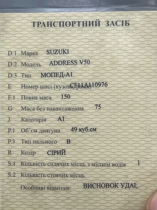 Suzuki  Address 110 V50