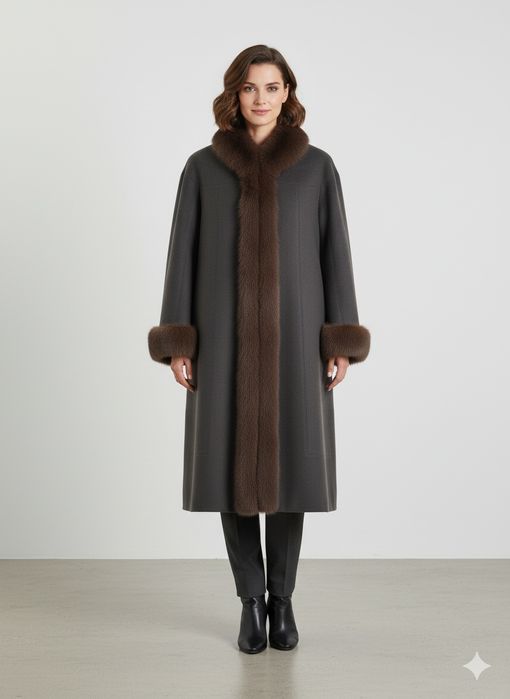 Продається елегантне пальто з натуральним хутром!