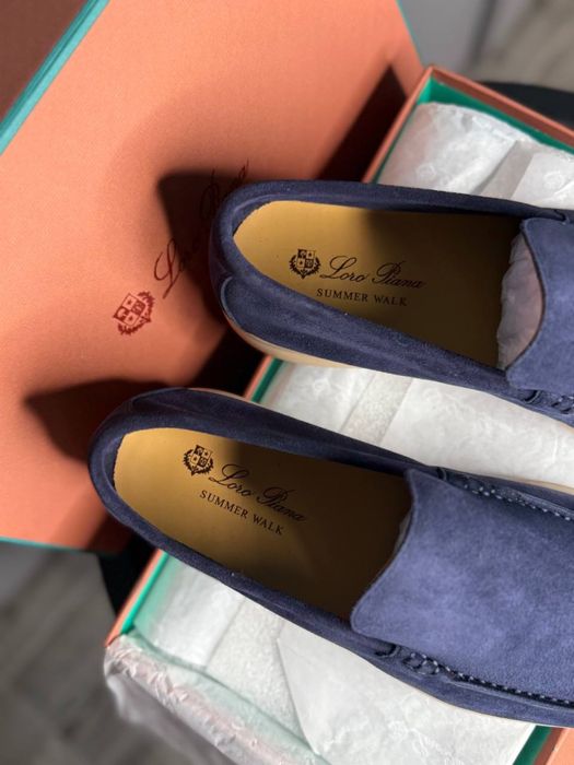 Лофери чоловічі сині loro piana lp замшеві сині туфлі кеди