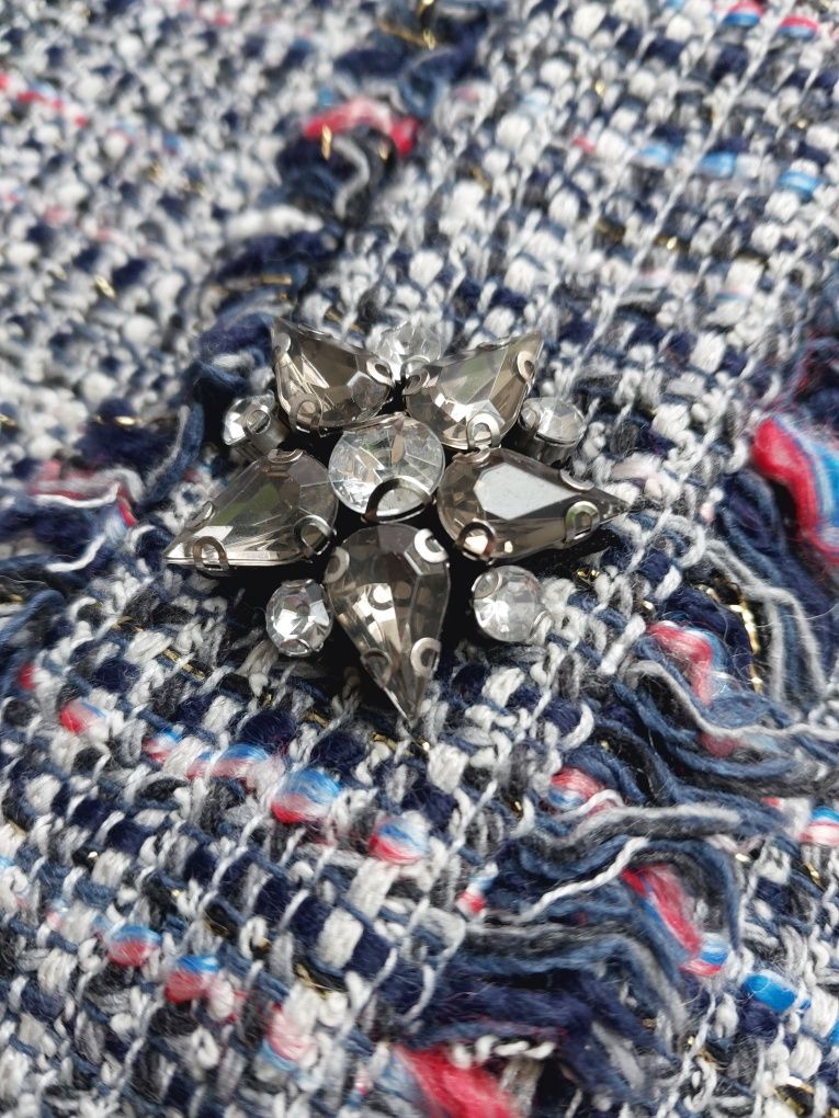 Żakiet Zara Marynarka Old Money Tweed Tweedowa klasyczna