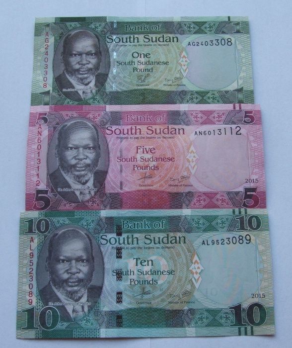 Banknoty SUDAN POŁUDNIOWY - Z PACZKI BANKOWEJ - Zestaw Kolekcjonerski