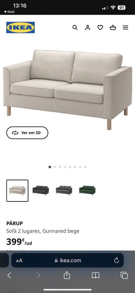 Sofa 2 lugares ikea Parup