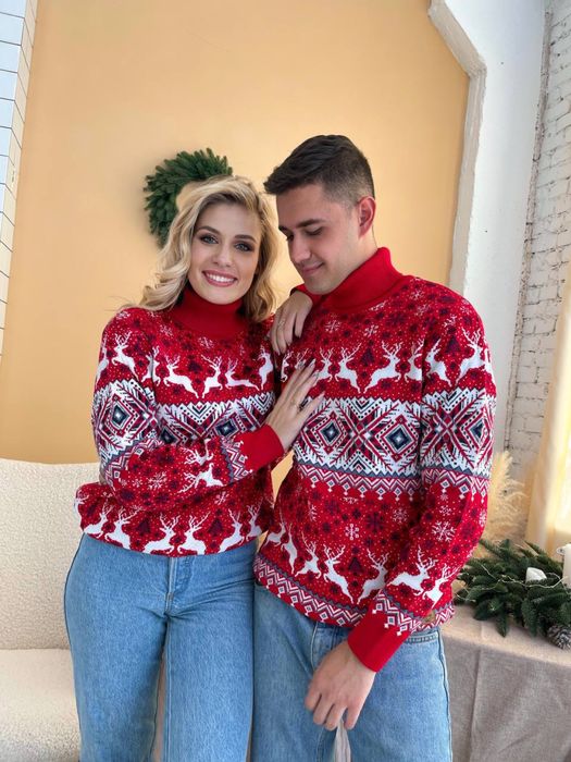 Новорічні парні Светри “Орнамент” Теплий зимовий светр