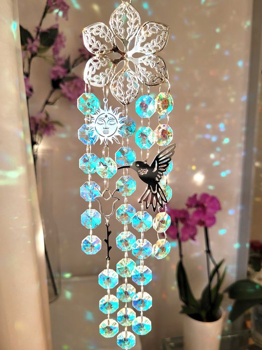 ŁAPACZ SŁOŃCA Snów Zawieszka na Okno Koliber Słońce Dzwonek Kolorowa