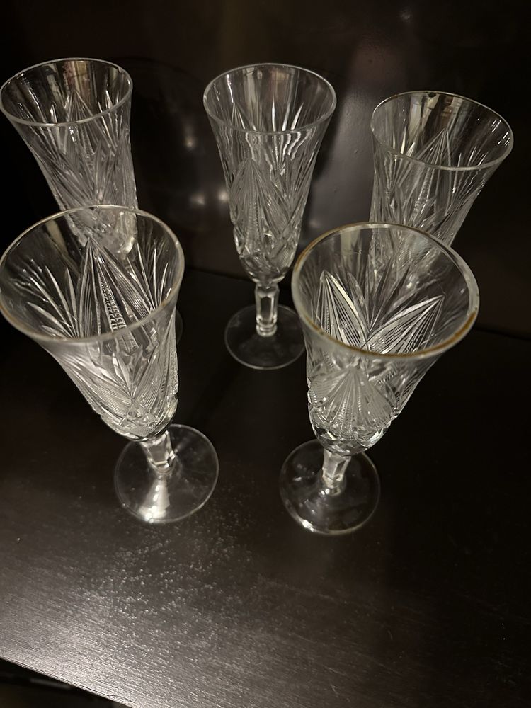 Krysztalowe kieliszki do szampana lata 50-te
