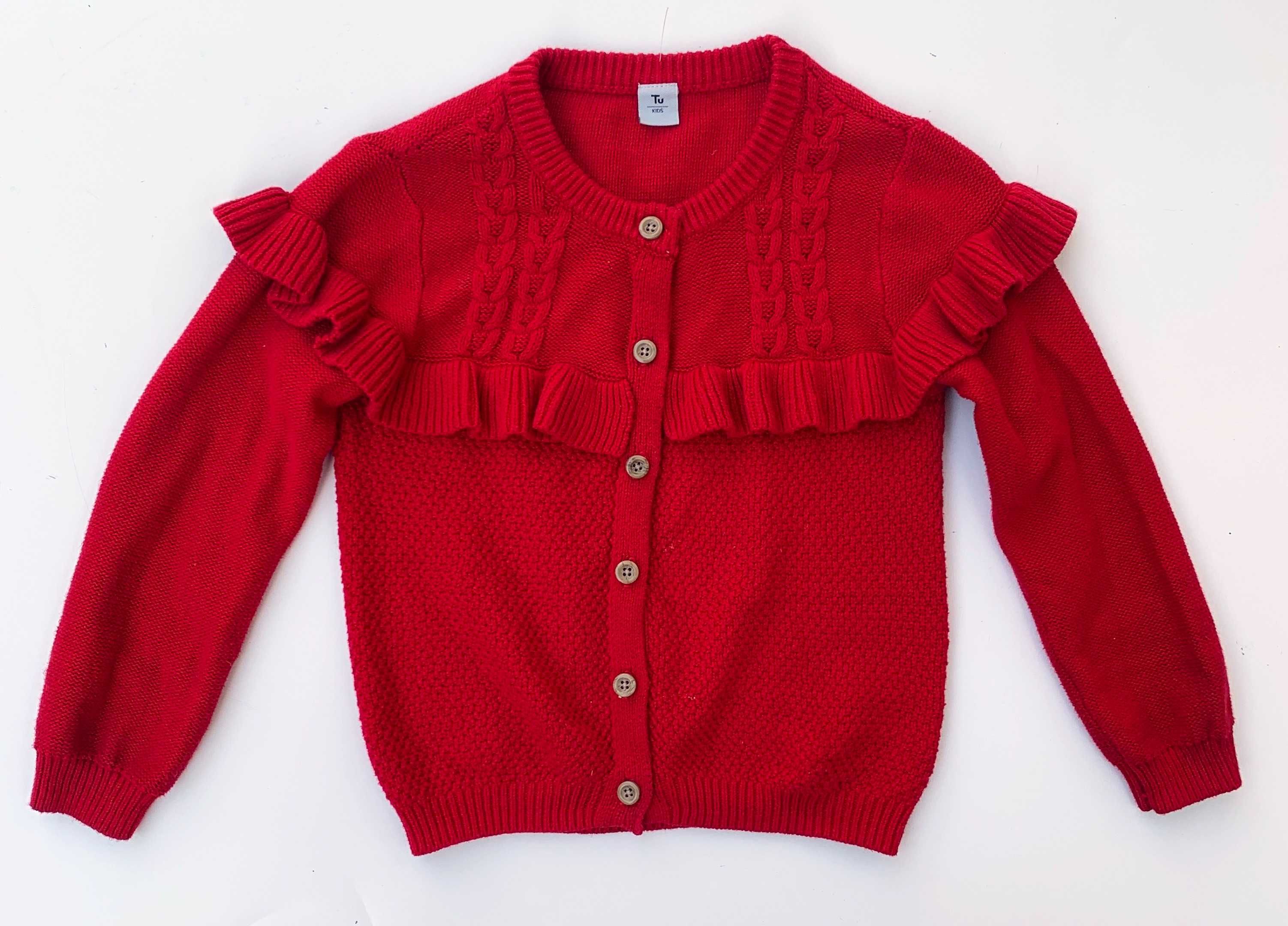 Sweter Czerwony 104 110 cm 4 5 lat Falbanka TU Kids