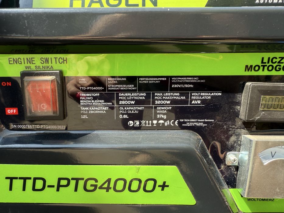Agregat prądotwórczy HAGEN TTD-PTG4000
