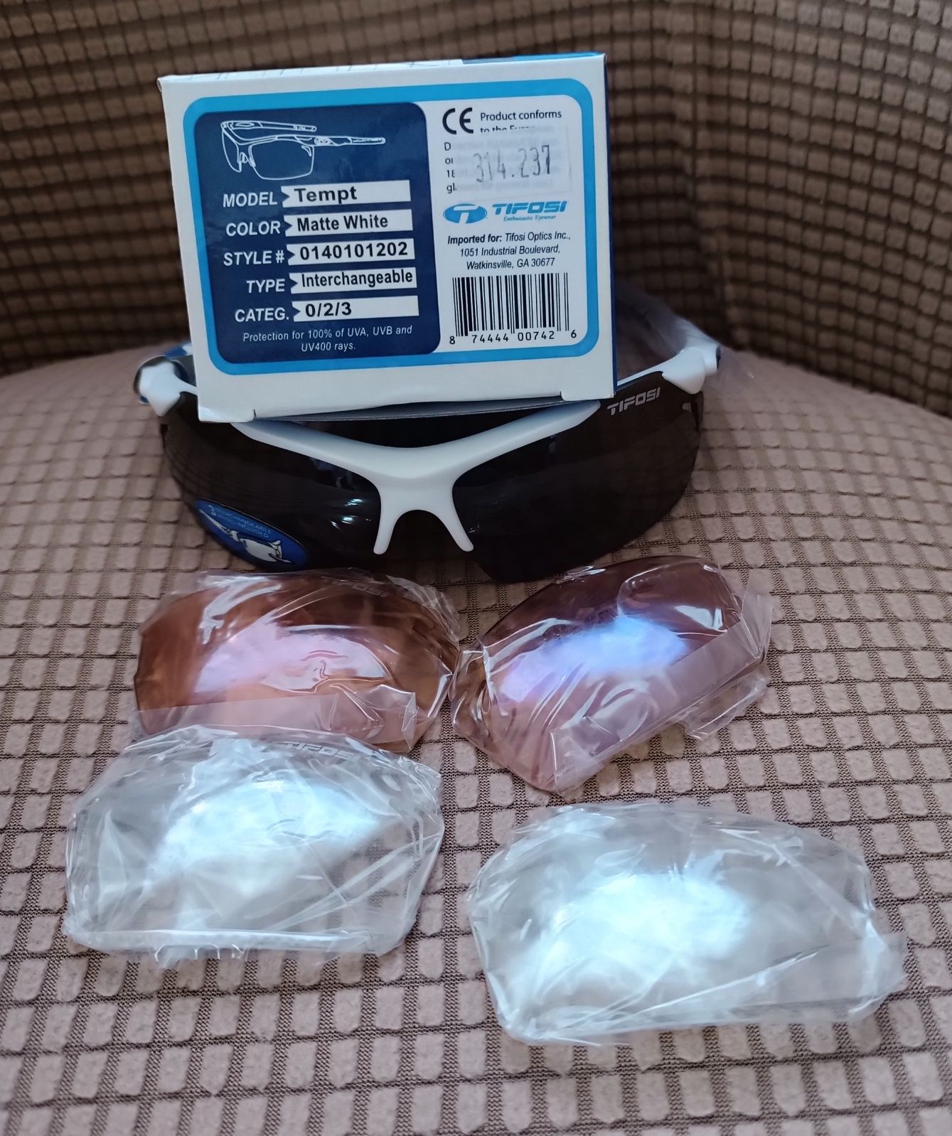 Okulary rowerowe Tifosi Tempt ,mate/white soczewki 0/2/3